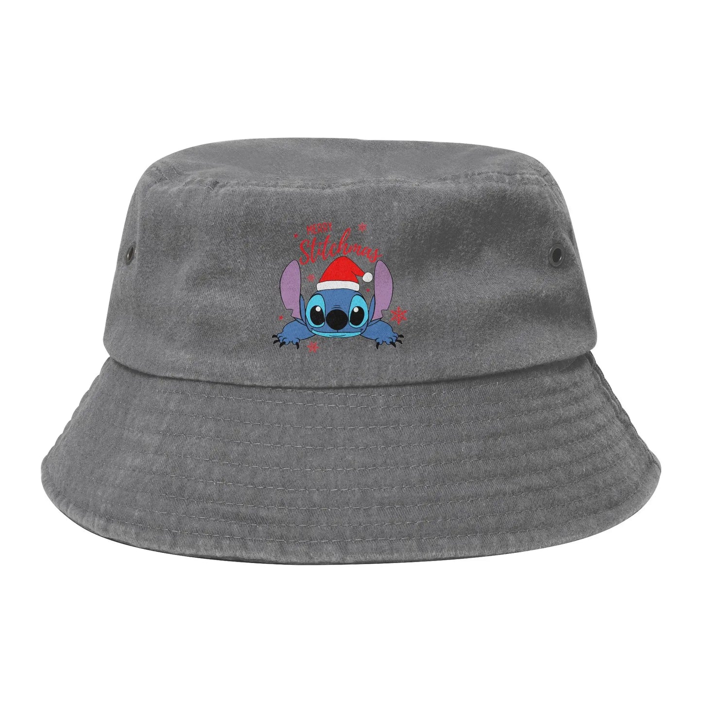 Women Bucket Hat Santa Little Helper Stitch Merry Christmas Beach Hatwear