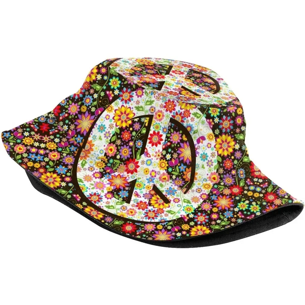 Hippie Flower Fisherman Cap Summer Unisex 60s 70s