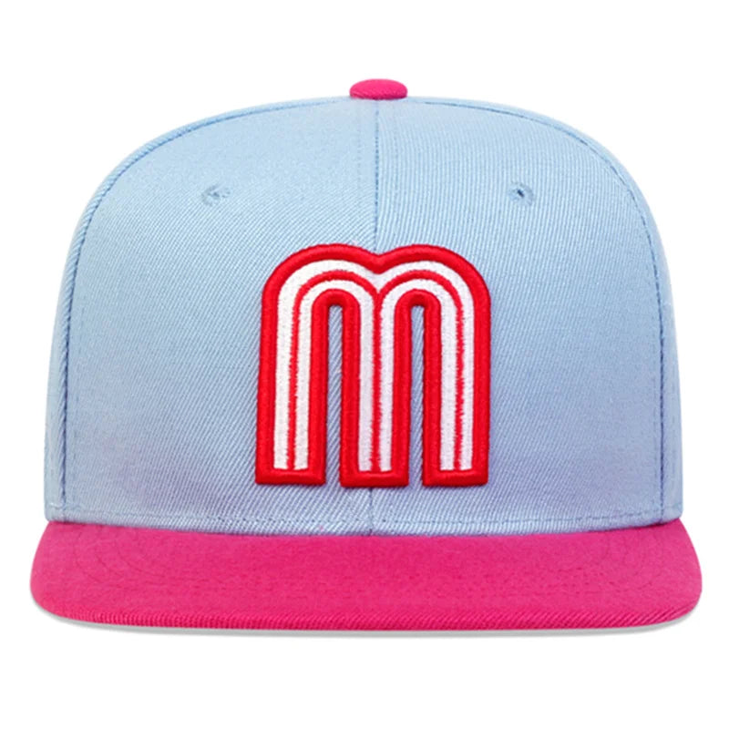Fashion M Letter Mexico Flag Embroidery Baseball Cap Cotton Snapback Caps