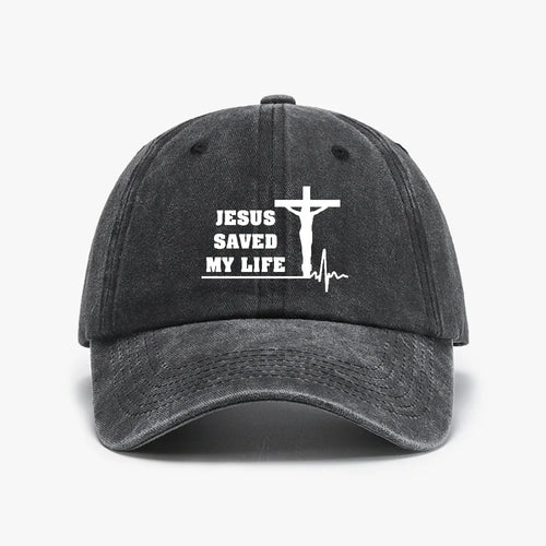 Jesus Saved My Life Hat Christian Washed Denim Baseball Cap