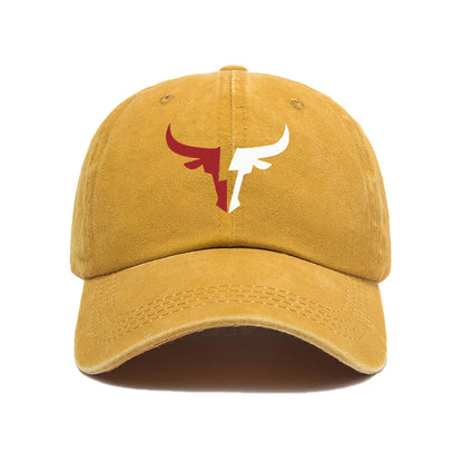 Bull head print baseball cap, vintage men's and women's duckbill cap