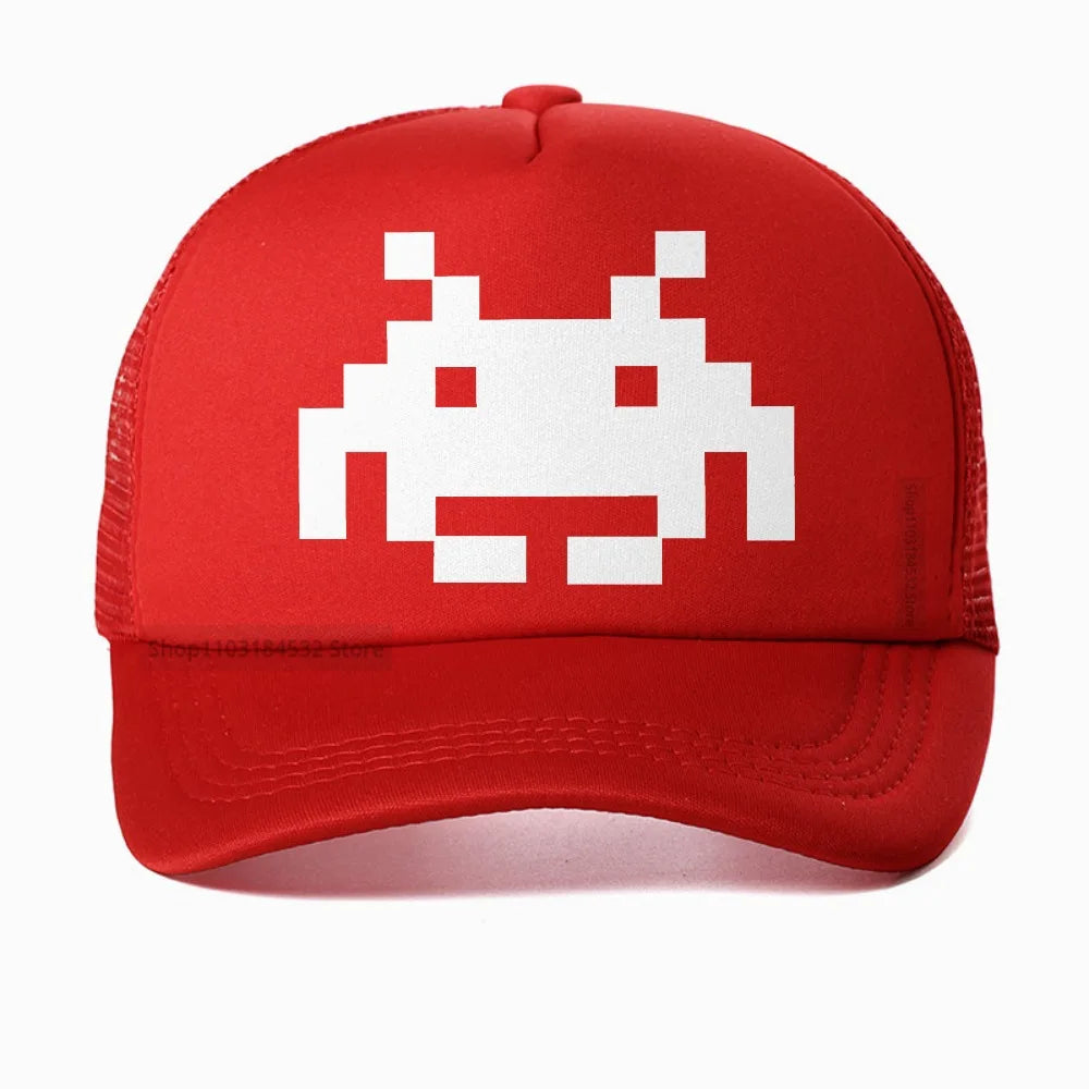 Don't Invade My Space Newest Space Invaders Arcade Mesh Breathable Baseball Cap