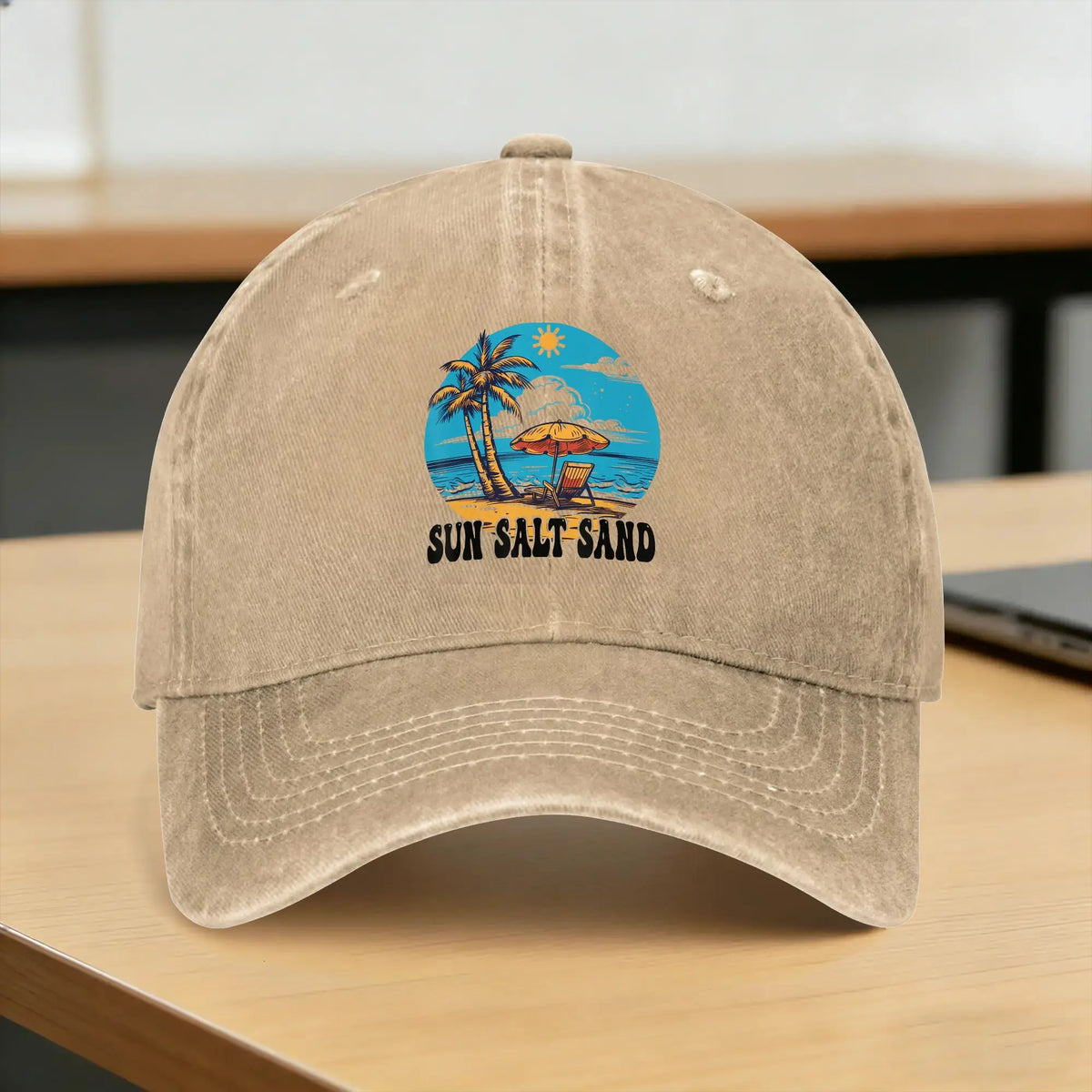 Baseball Cap Funny Sun Salt Sand Vacation Beach Vintage 70s Retro Cute Summer