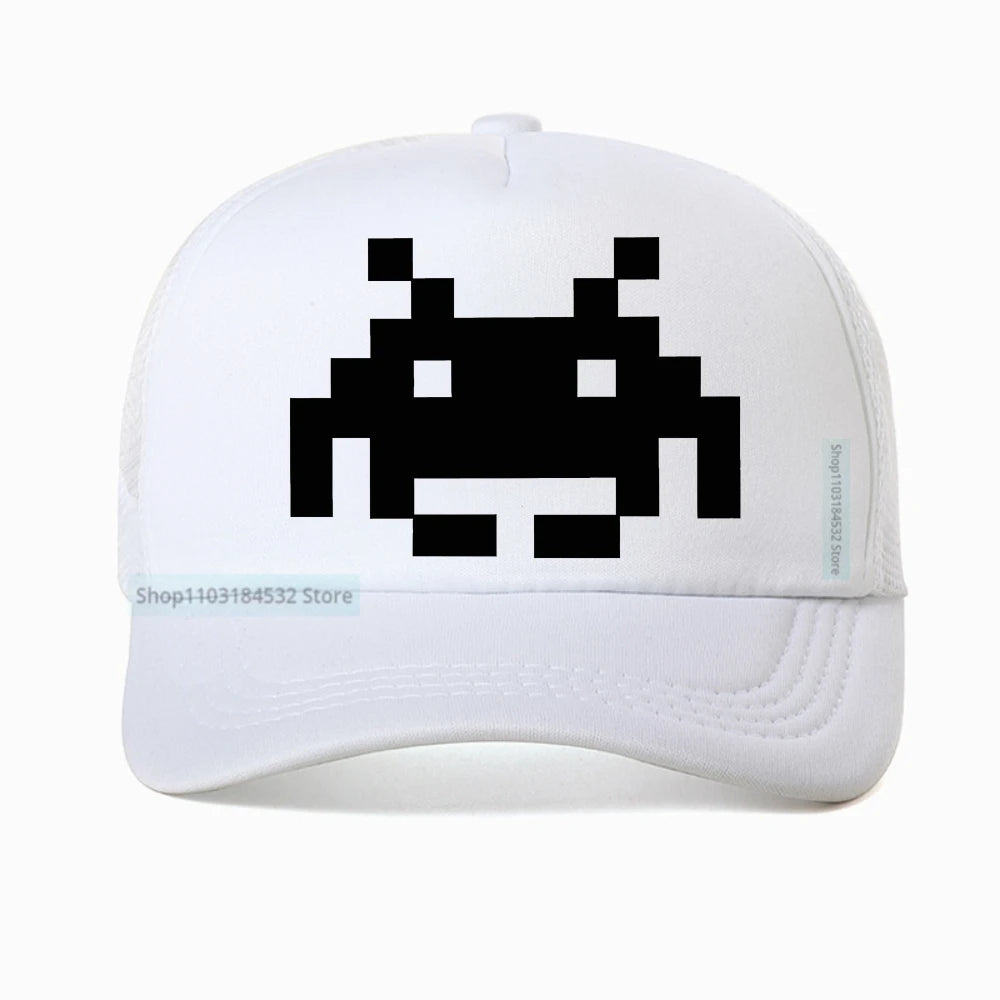 Don't Invade My Space Newest Space Invaders Arcade Mesh Breathable Baseball Cap