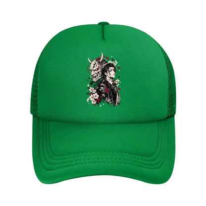 Monochrome Oni Gentleman Floral Port Mesh Baseball Cap