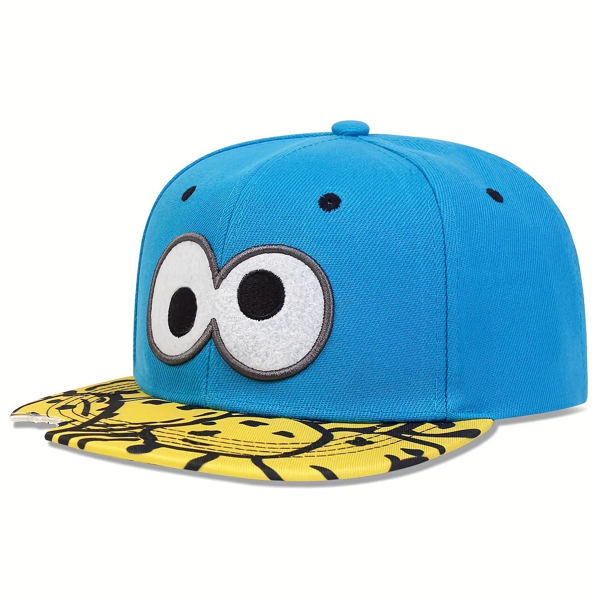 Cartoon Big Eyes Cookie Bite Blue Baseball Hat Adults Outdoor Travel