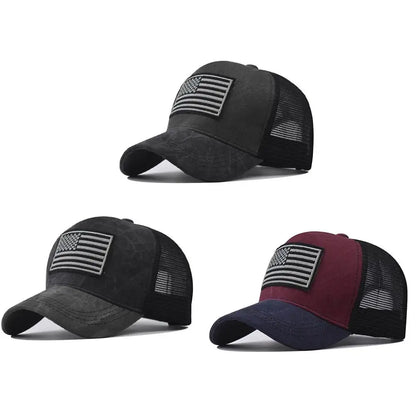 USA Flag Snapback Hat Adjustable Breathable Mesh Baseball Cap American Flag