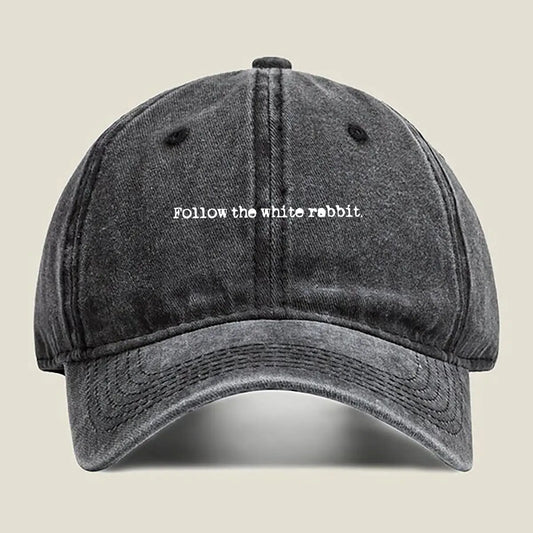 Follow the white rabbit Alice in Wonderland The Washed Baseball Cap