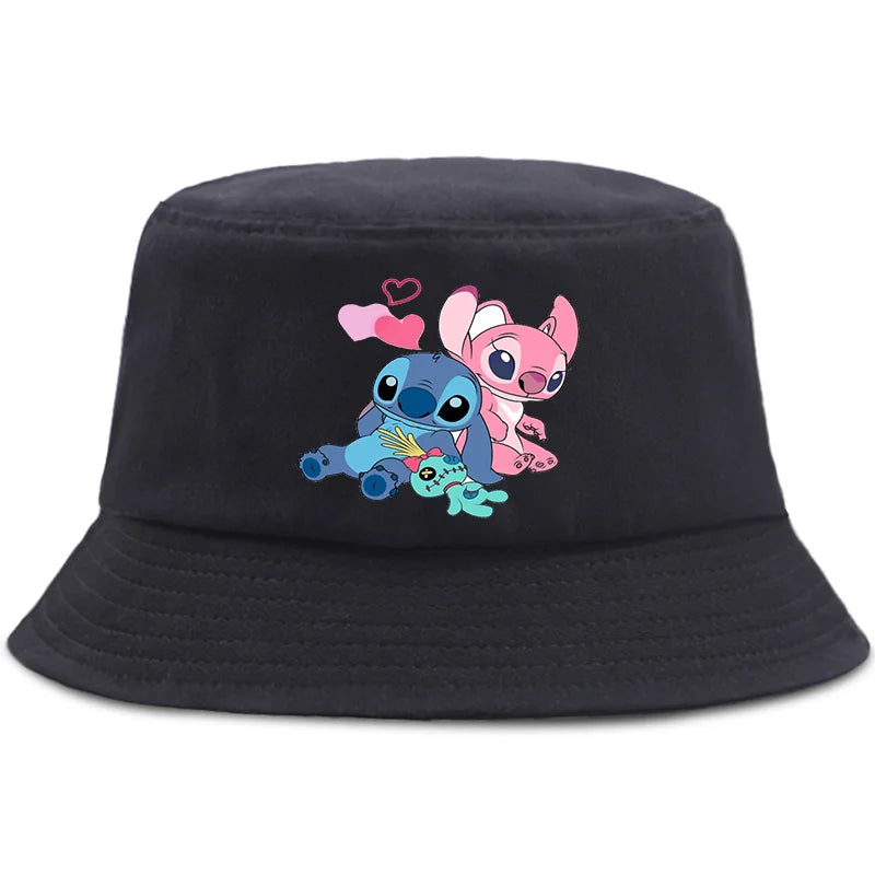 Lilo Stitch Cotton Foldable Bucket Hat Women Hat Boys Girls Fishing Hunting Cap
