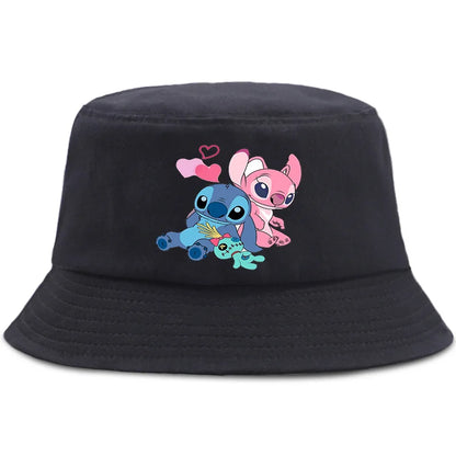 Lilo Stitch Cotton Foldable Bucket Hat Women Hat Boys Girls Fishing Hunting Cap