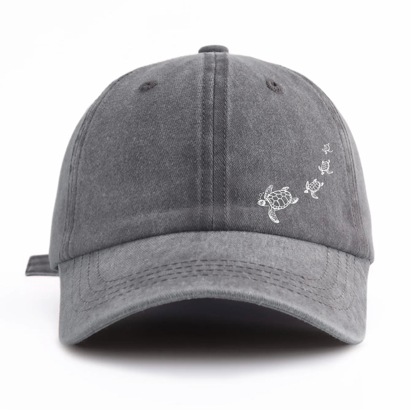 Turtle Print Washed Baseball Cap For Adults