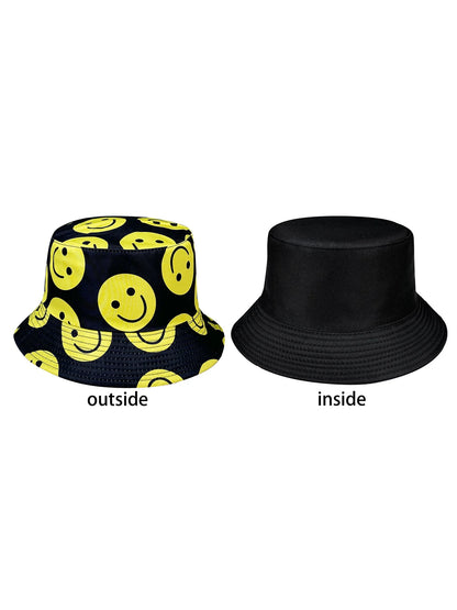 Smiley Face Expression Fisherman Hat Foldable Stylish Bucket Hat