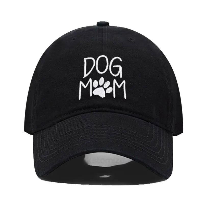 Vintage Washed Cotton DoG MOM Embroidery Baseball Cap For Men Women