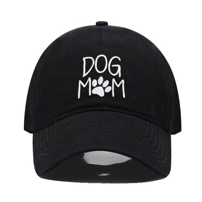 Vintage Washed Cotton DoG MOM Embroidery Baseball Cap For Men Women