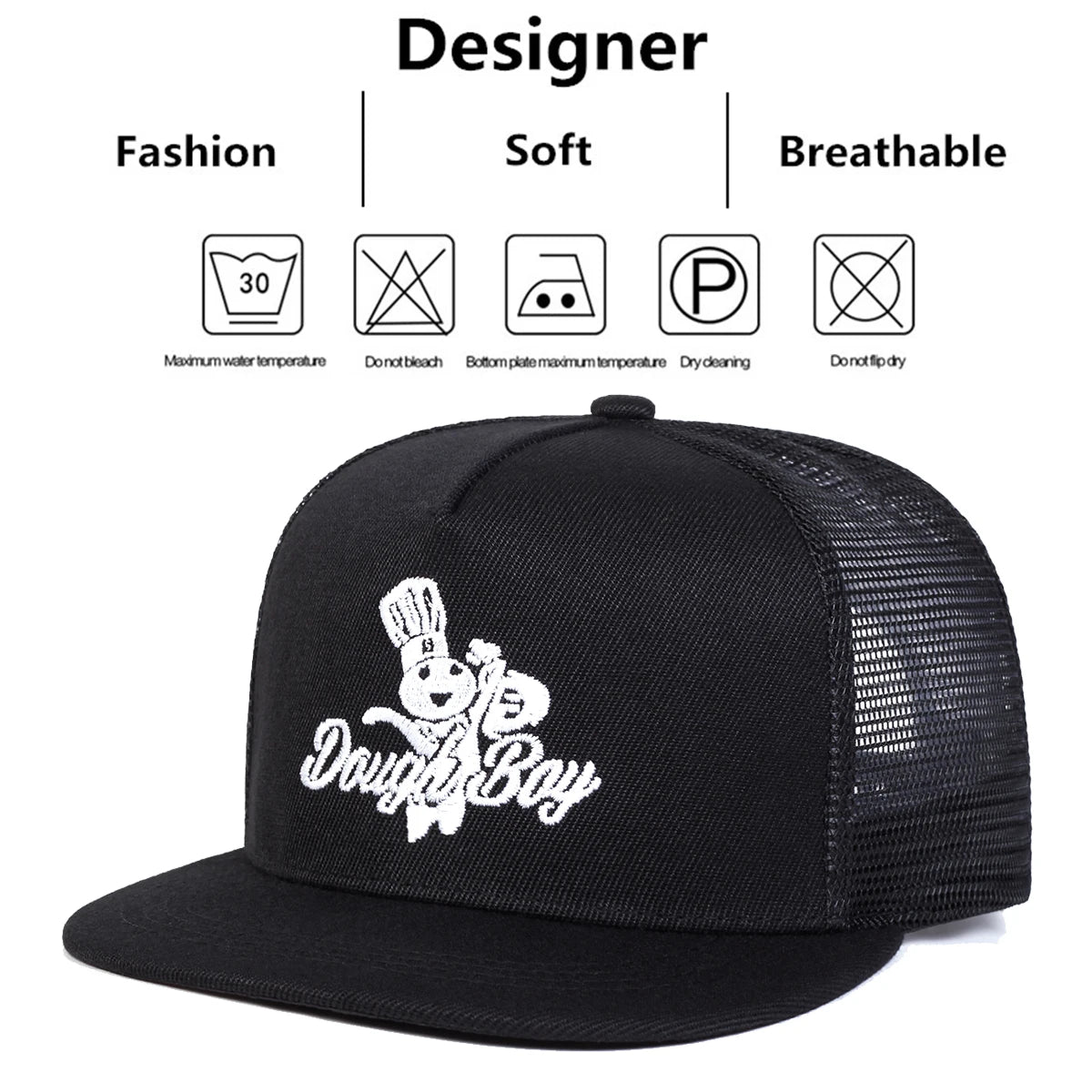 Unisex Daugh Boy Letter Embroidery Hip-hop Net Hats Adjustable Casual Snapback Caps
