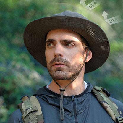 Men Bucket Hat Summer Leather Rope Chain Sun Hat Waterproof