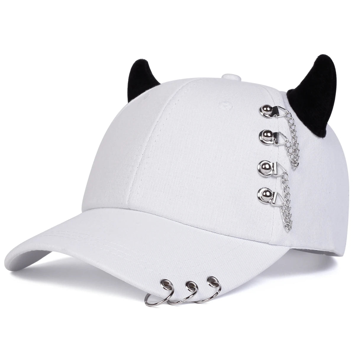 Unisex Circular Lron Ring Cow Horn Personality Baseball Caps