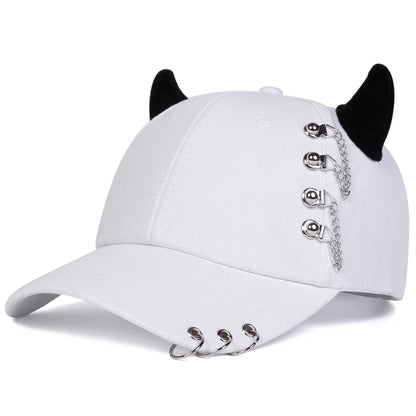 Unisex Circular Lron Ring Cow Horn Personality Baseball Caps