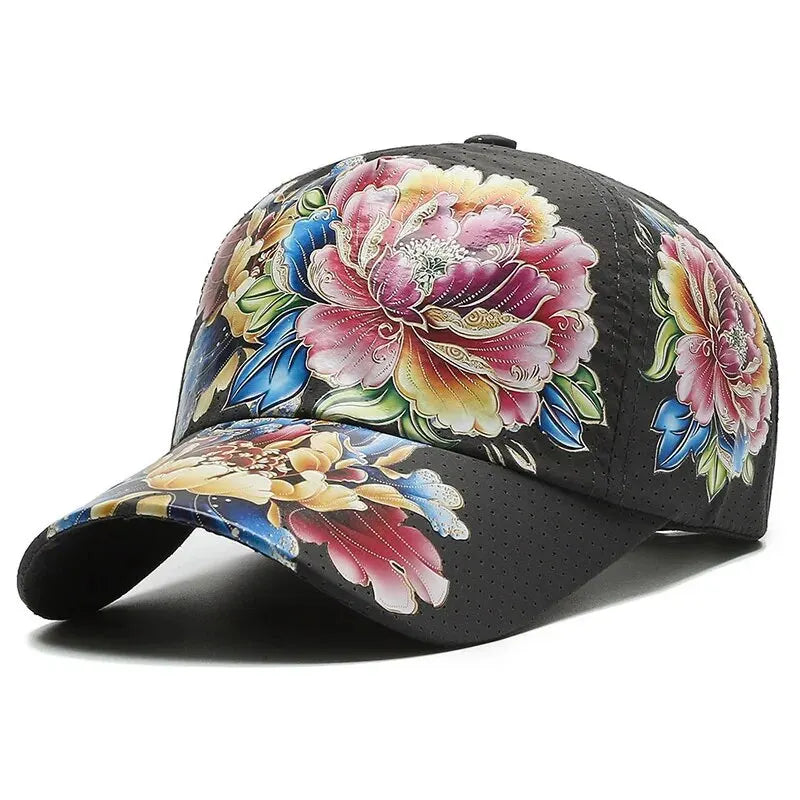 Flower Sun Hats Printed Chinese Style Floral Sun Hats Baseball Hat