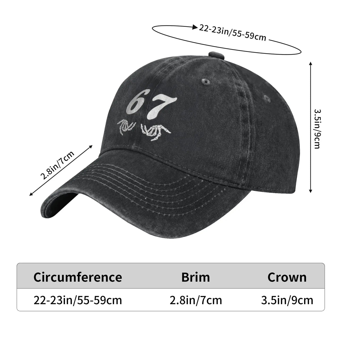Summer Funny Six Seven 6 7 Meme Halloween 67 Skeleton Hand Baseball Cap