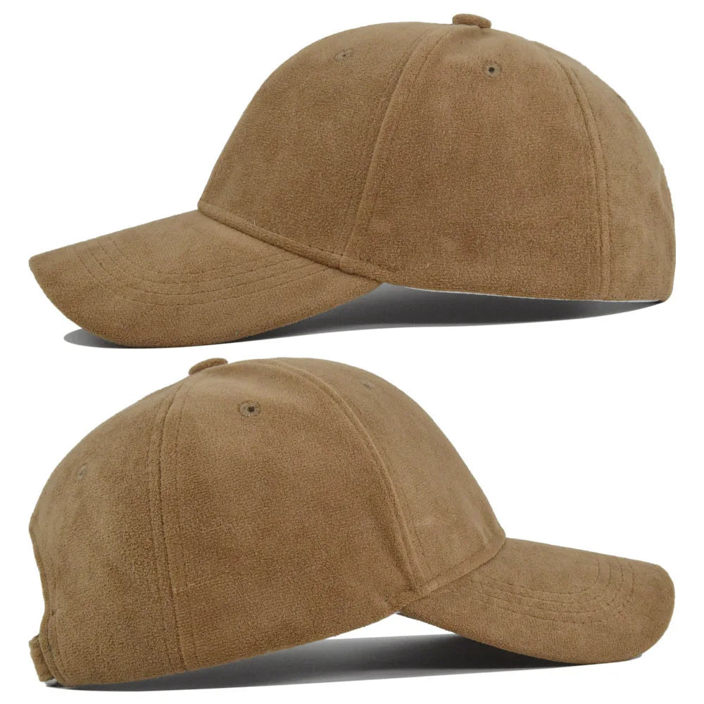Fashion Suede Baseball Caps For Men Women Autumn Winter Solid Retro