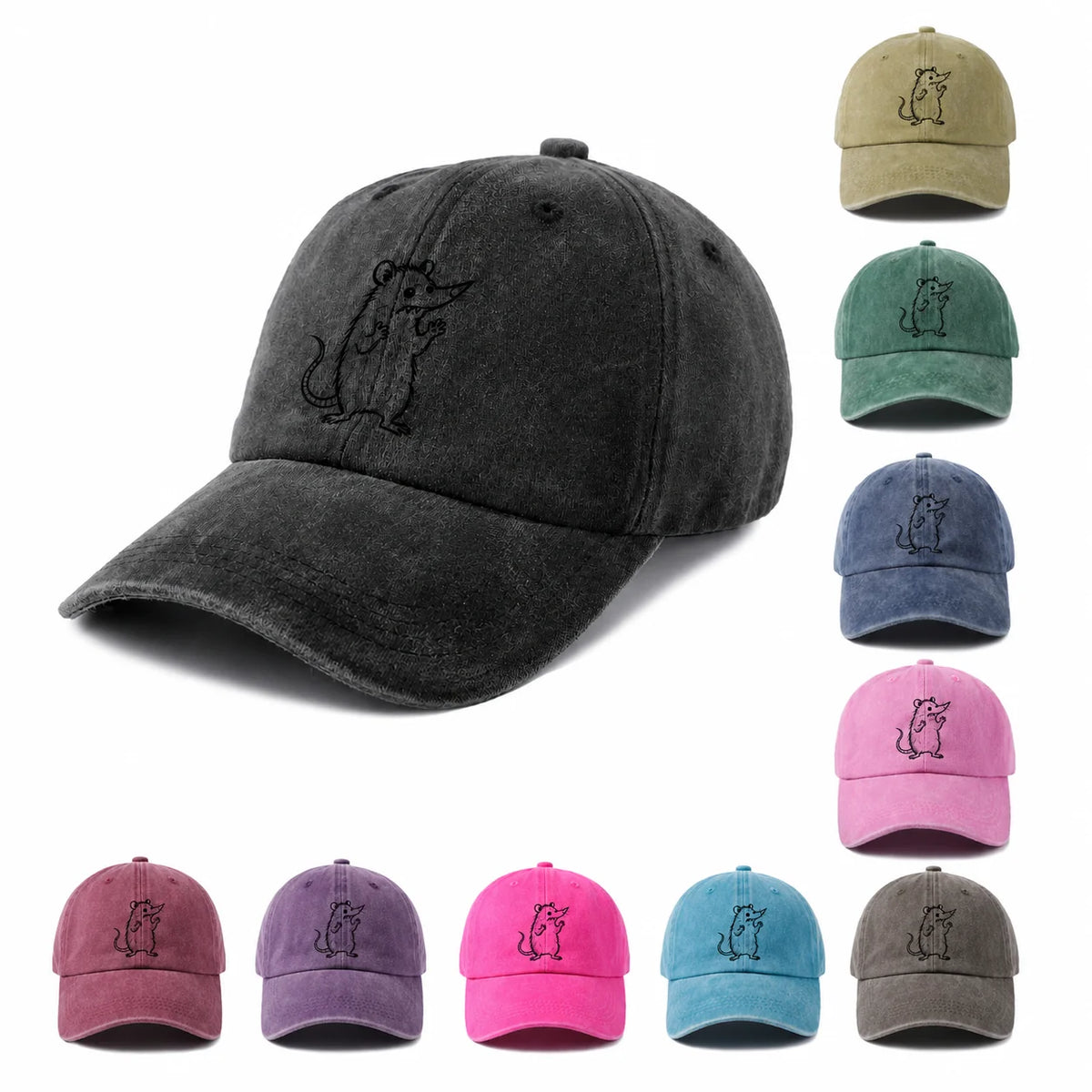 Playful Cat Line Art Graphic Baseball Cap