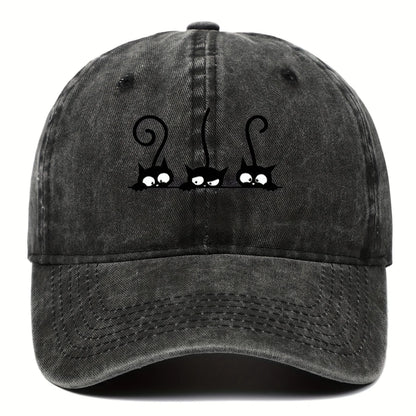 Three Cute Cat Printed Baseball Hats For Men And Women