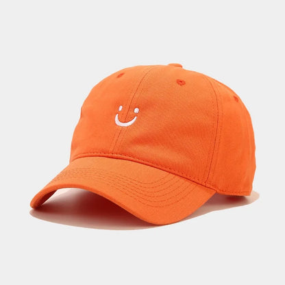 Soft Cotton Baseball Cap for Women Men Smile Face Embroidery