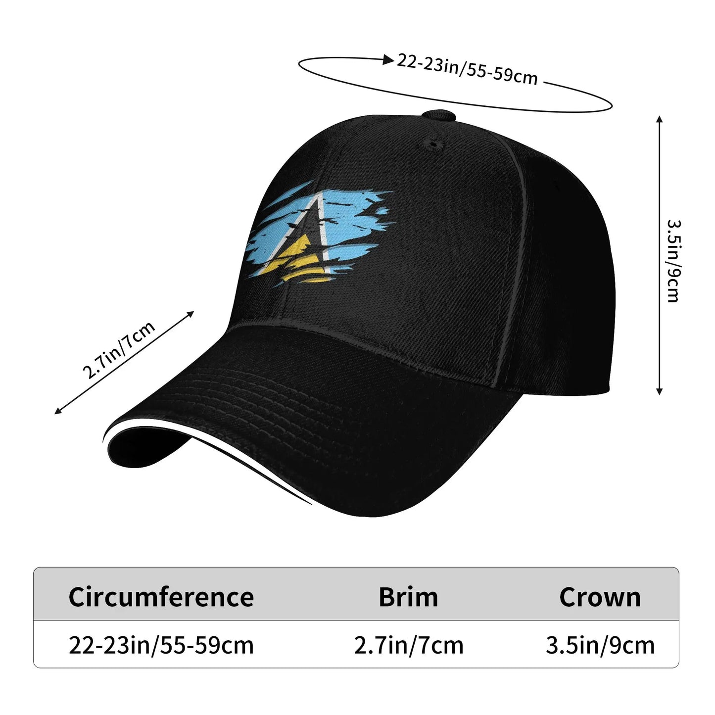 Saint Lucia Flag Sun Baseball Cap