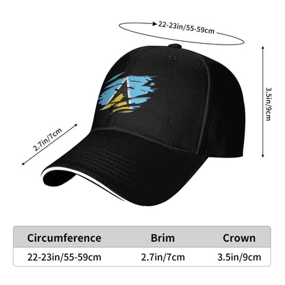 Saint Lucia Flag Sun Baseball Cap