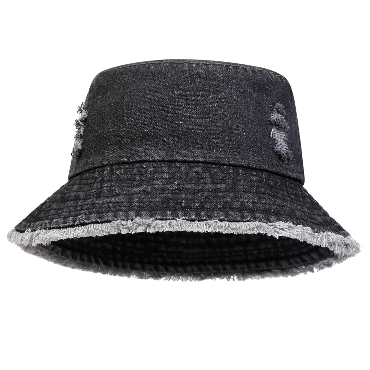 Unisex Solid Color Distressed Cowboy Bucket Hats