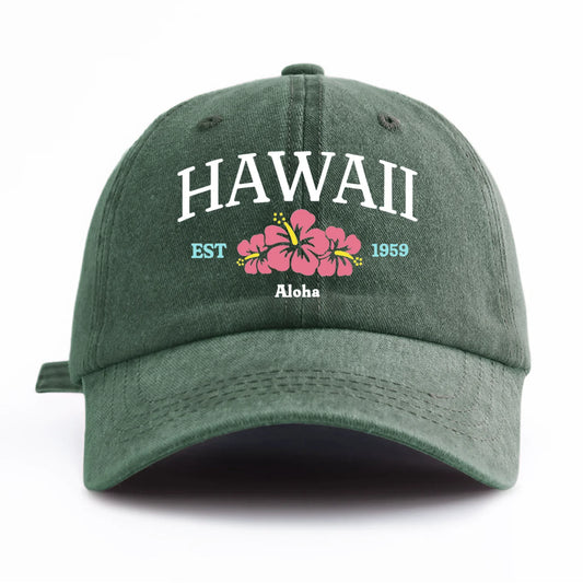 HAWAII Print Washed Baseball Cap For Adults