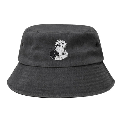 Naruto Eating Ramen Washed Denim Bucket Hat