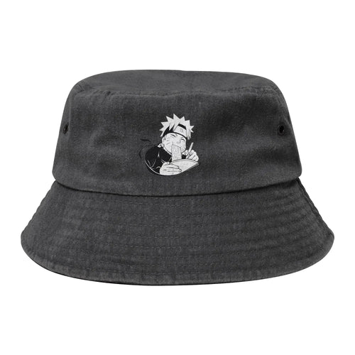 Naruto Eating Ramen Washed Denim Bucket Hat