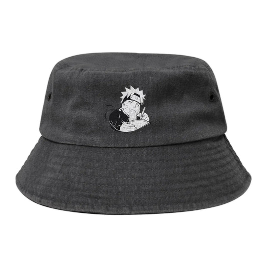Naruto Eating Ramen Washed Denim Bucket Hat
