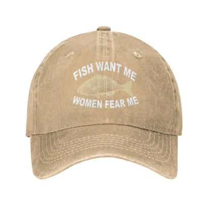 Hat Women Want Me Fishes Fear Me Hat For Women Baseball Cap Graphic Cap
