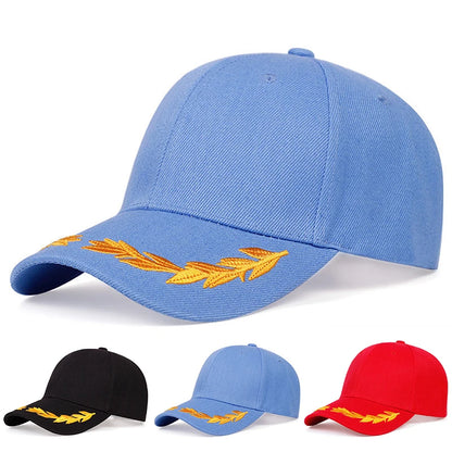 Unisex Wheat Ear Embroidery Baseball Caps Adjustable Casual Hats Spring Autumn