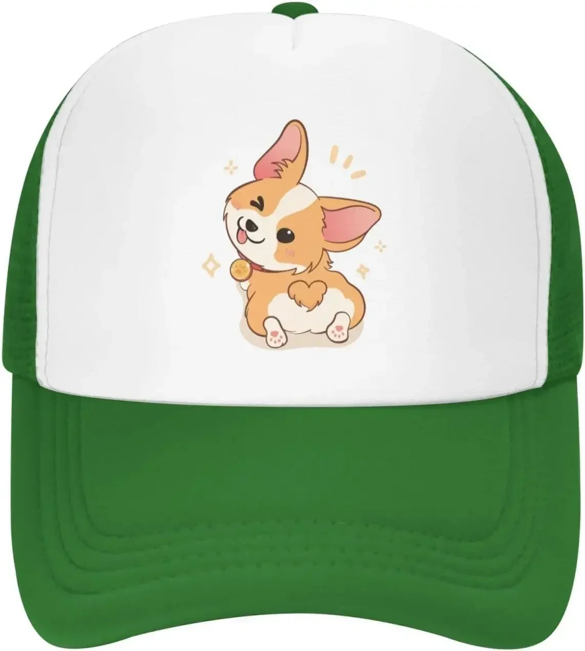 New Mesh Dad Hat Adjustable Washed Cute Corgi Cartoon Baseball Cap