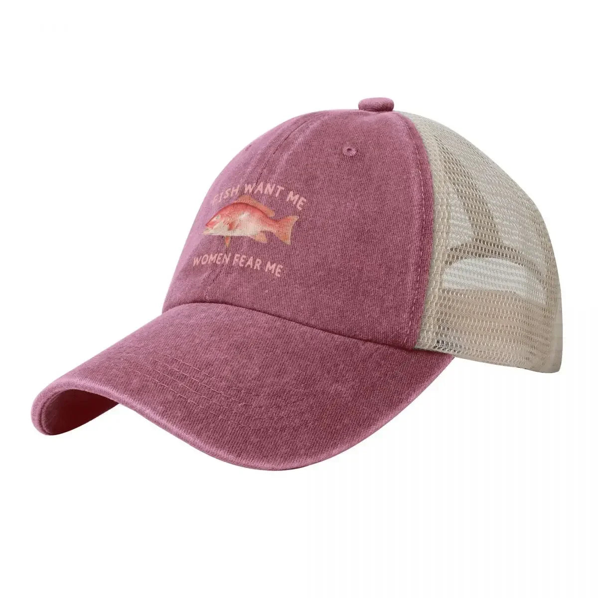 Fish Want Me Women Fear Me Cowboy Mesh Baseball Cap