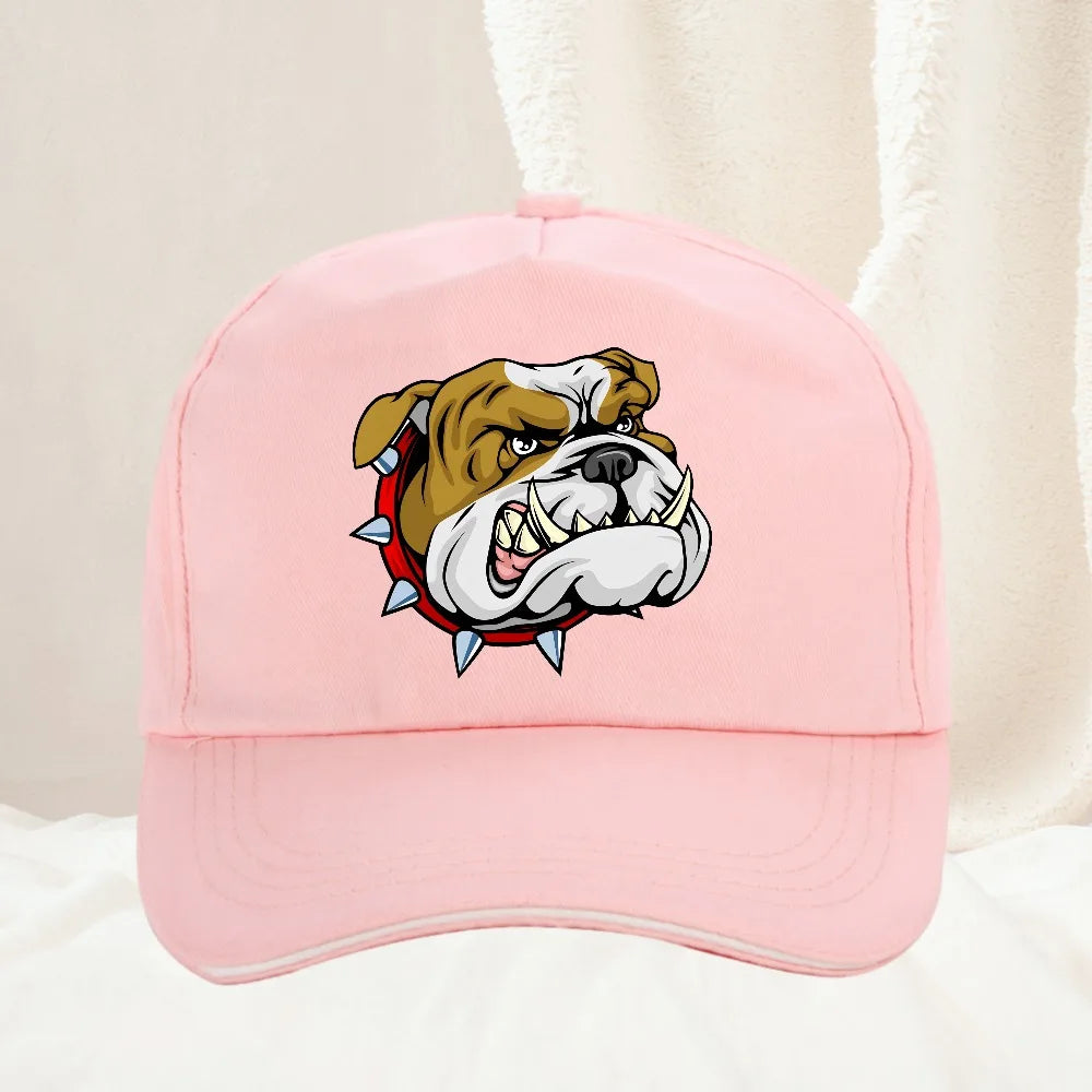 Super Angry Dog Stick Bully Bulldog Cartoon Man Baseball Cap