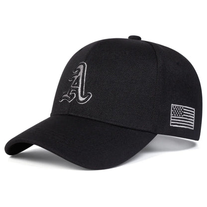 Unisex A Letter Embroidery Side American Flag Baseball Cap Spring Autumn