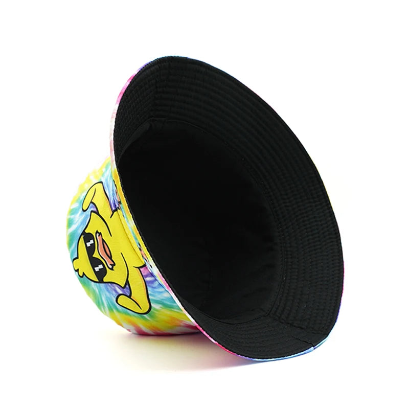 Cartoon Duck Printing Bucket Hat Tie Dye Pattern