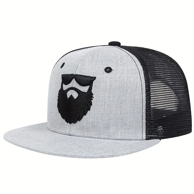 Unisex Uncle Beard Embroidery Hip-hop Net Hats Spring Summer