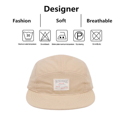 New ON THE MOMENT Cotton 5 Panel Baseball Cap Snapback Caps