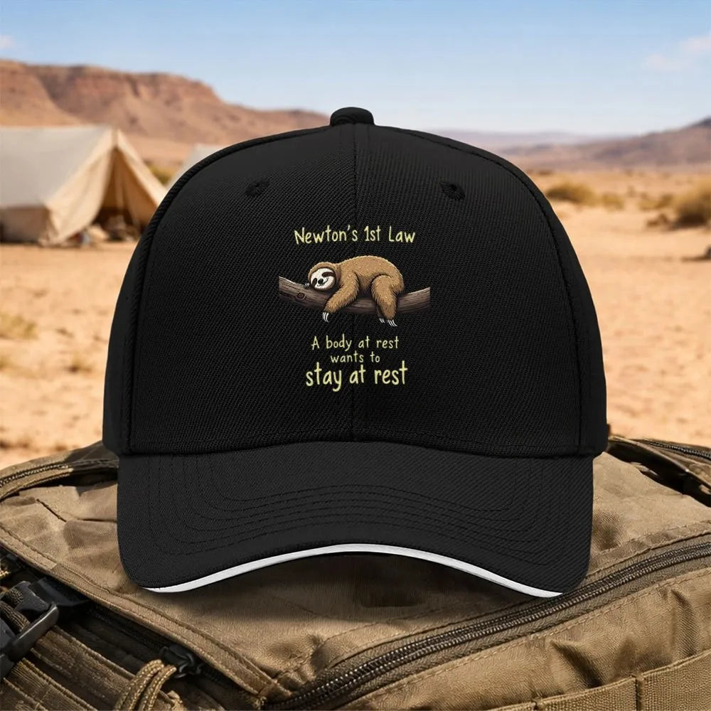 Newton's First Law Sloth Adjustable Baseball Hat