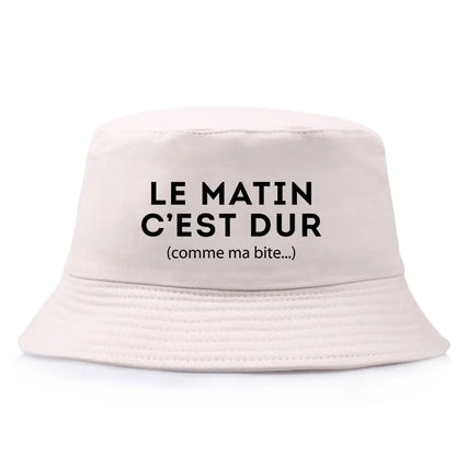 Adult Reversible Bob Le Matin C’est Dur Comme Ma Bite Print Bucket Hat