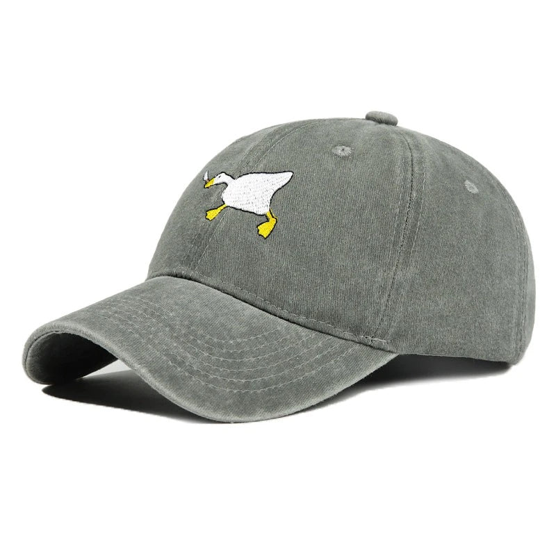 Embroidered Baseball Cap with Goose Pattern