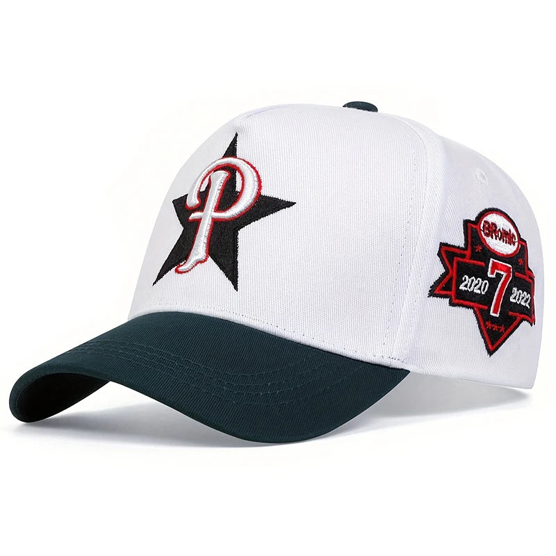 Unisex Five Pointed Star P Letter Embroidery Side 7 Baseball Caps