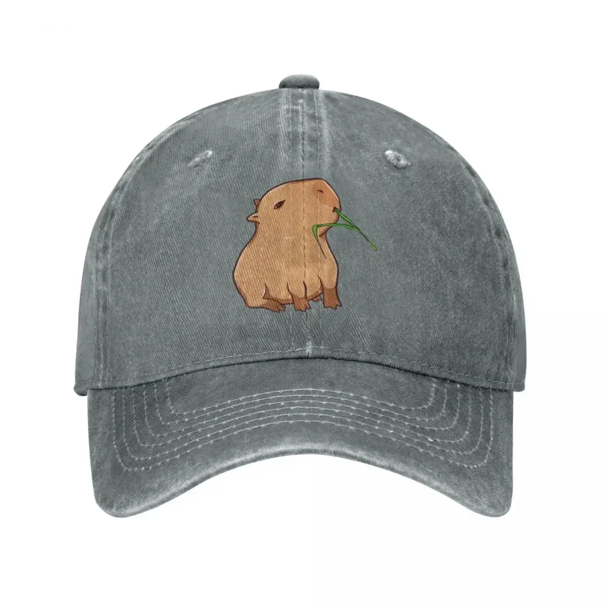 Vintage Capybara with A Leaf Eat Your Greens Baseball Caps