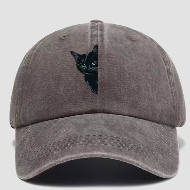 Animal Kitten Print Golf Cap - Men and Women Universal Vintage Washed Baseball Cap